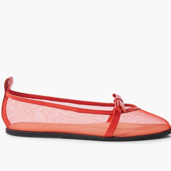 NEW FREE PEOPLE mesh mania bow flat shoes in red 255 3S7 - Picture 6 of 9
